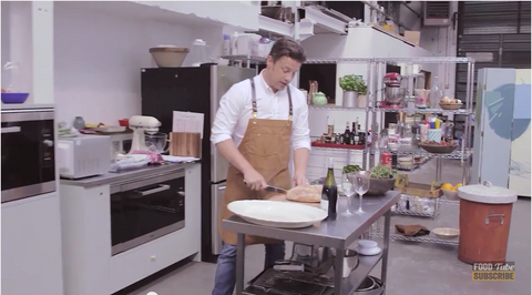 Jamie Oliver wearing Search and Rescue Denim Co. Apron
