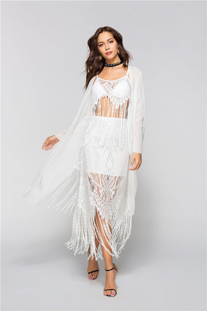 white long swim cover up