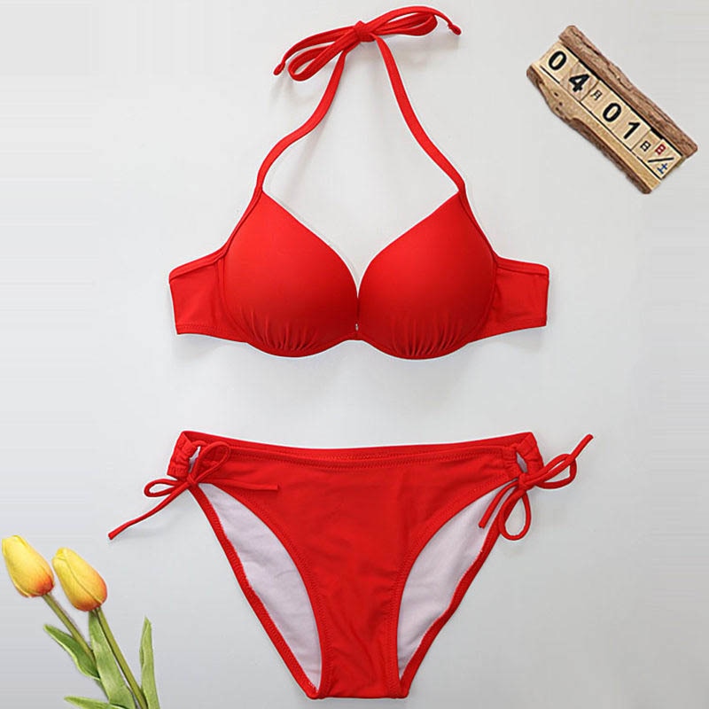 halter neck padded bikini