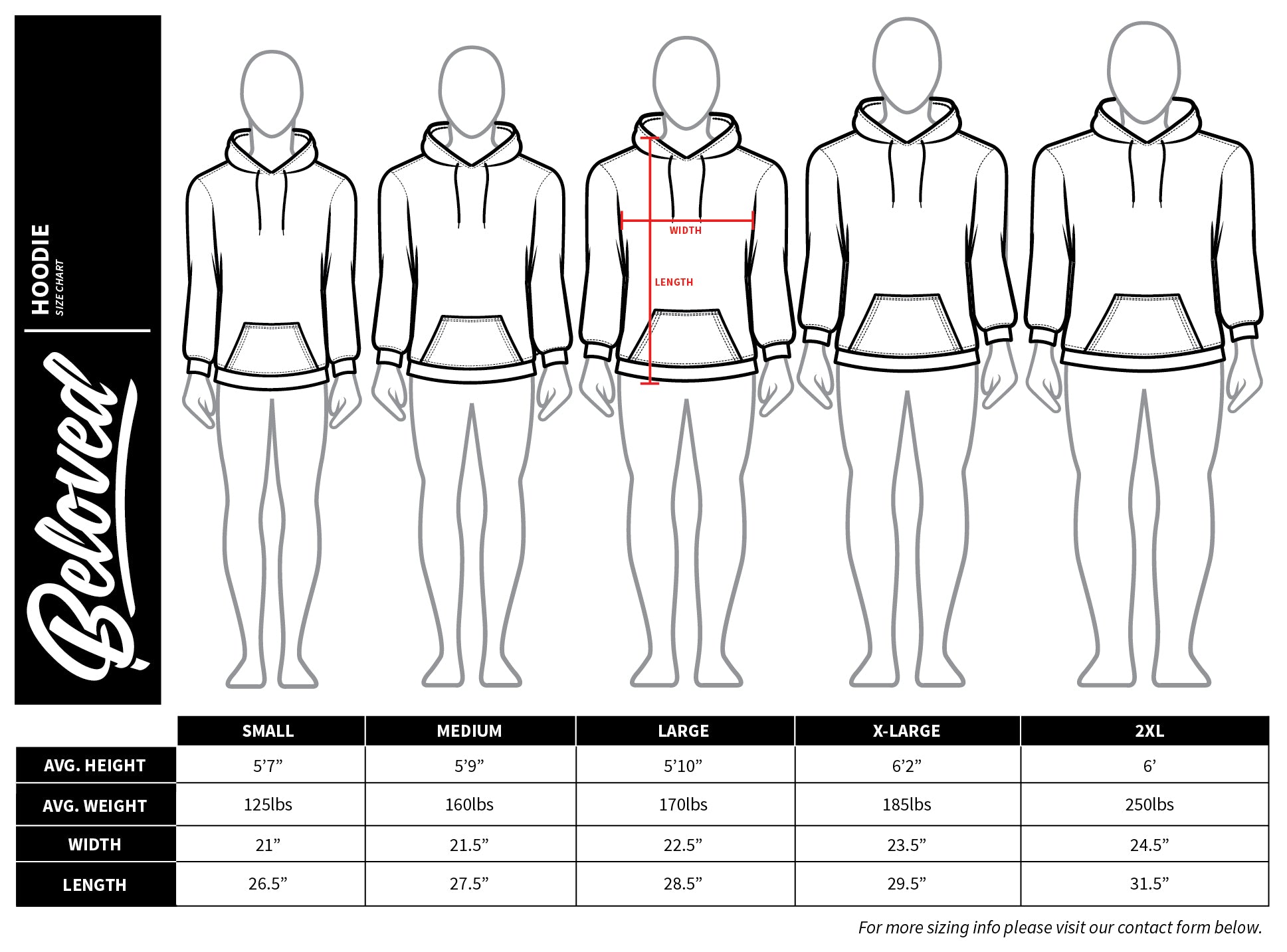Standard Sweatshirt Size Chart