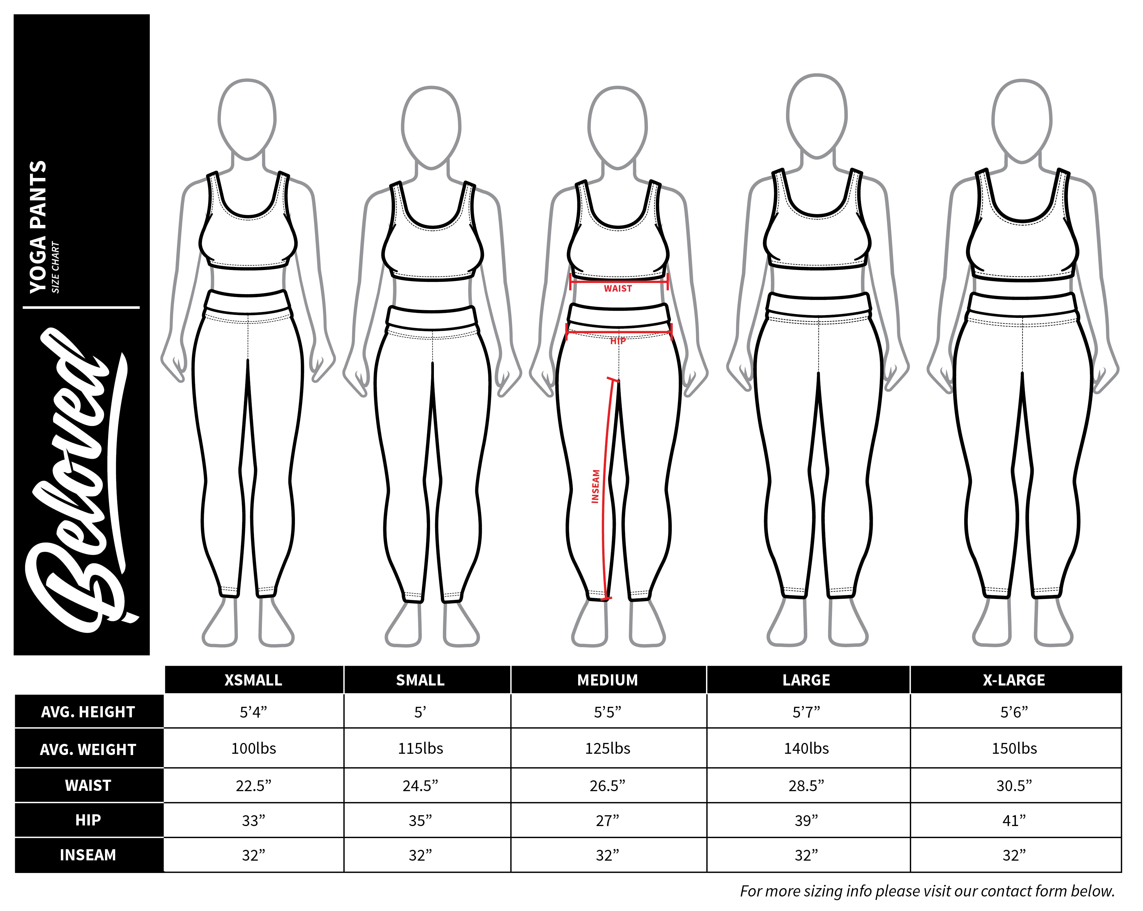 Vs Yoga Pants Size Chart