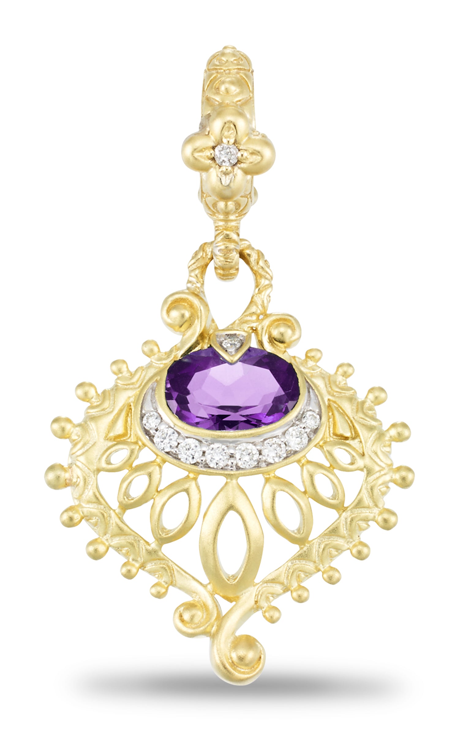 Special order. Peacock Charm – Amethyst & Diamond – Barbara Bixby