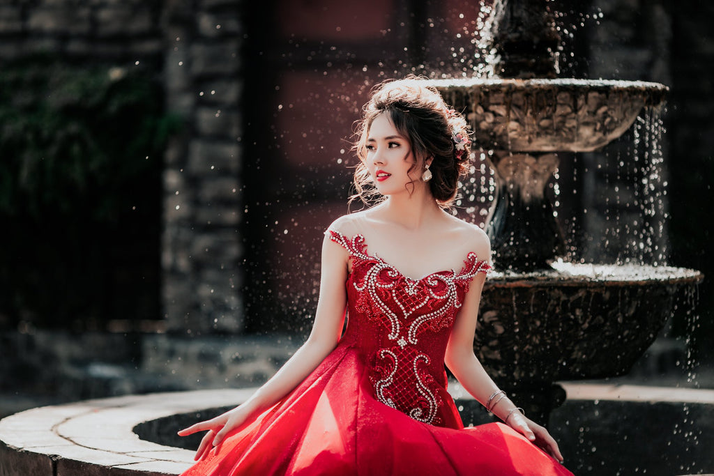 Red Heavy Ball Gown Rental in Udaipur | Fancyano