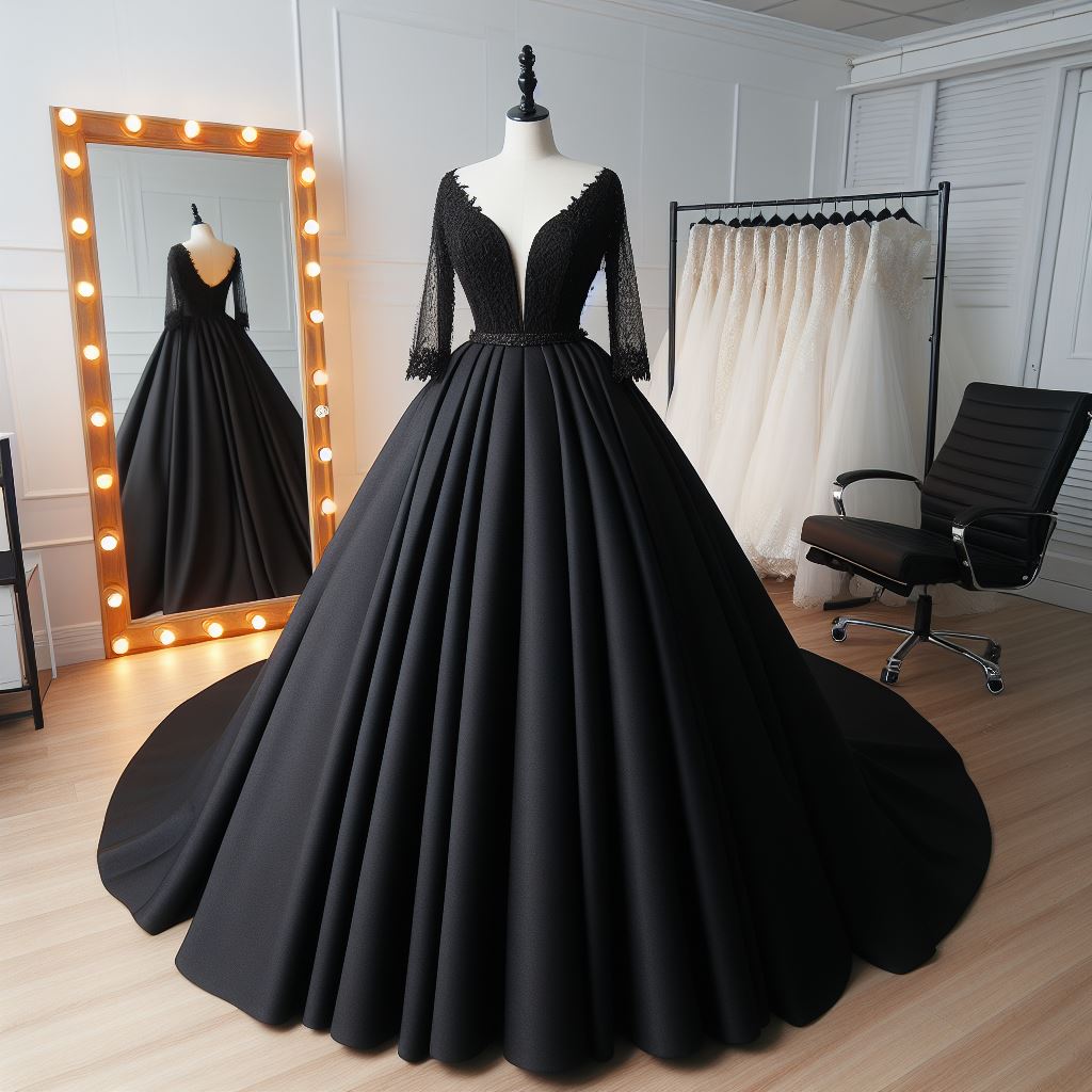 Black ball gown wedding dress custom made Envious Bridal & Formal