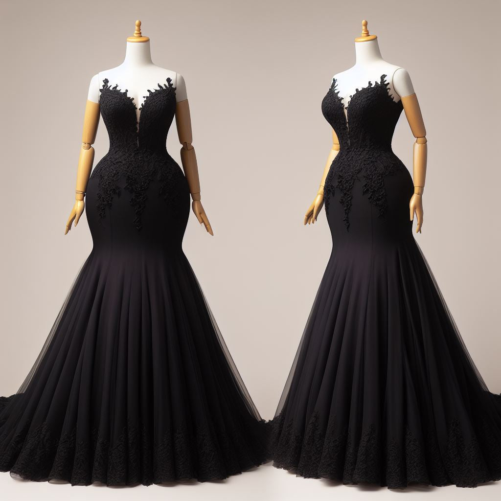 Mermaid black wedding dress custom made dressmaker Perth Australia Envious Bridal & Formal