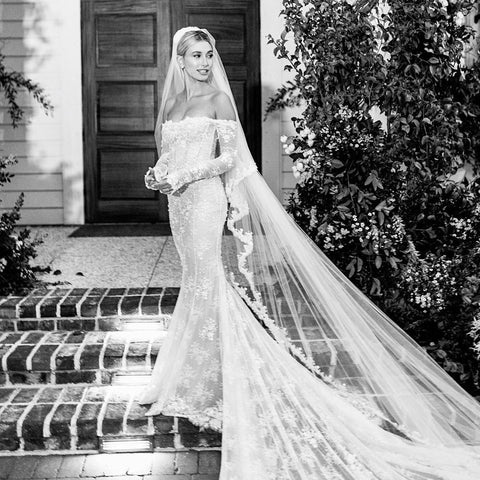 Must See: Hailey Bieber's Custom Made Wedding Dress By Off White – Envious  Bridal & Formal