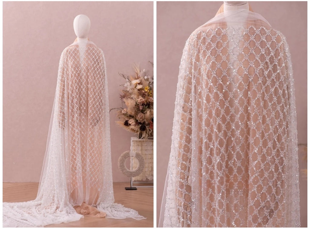 custom wedding dress fabrics dressmaker - sequinned beaded fabric Envious Bridal & Formal
