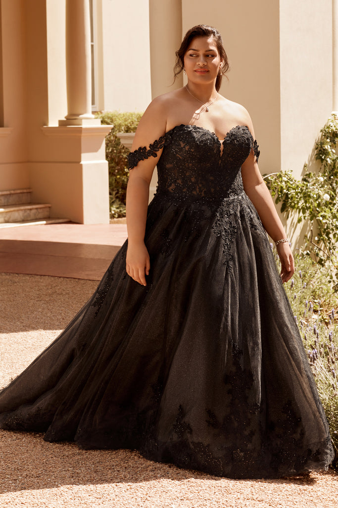 7755BLK | Stella York | Modern Luxe Black Ballgown Wedding Dress with Deep  V-Neckline | Essense Designs