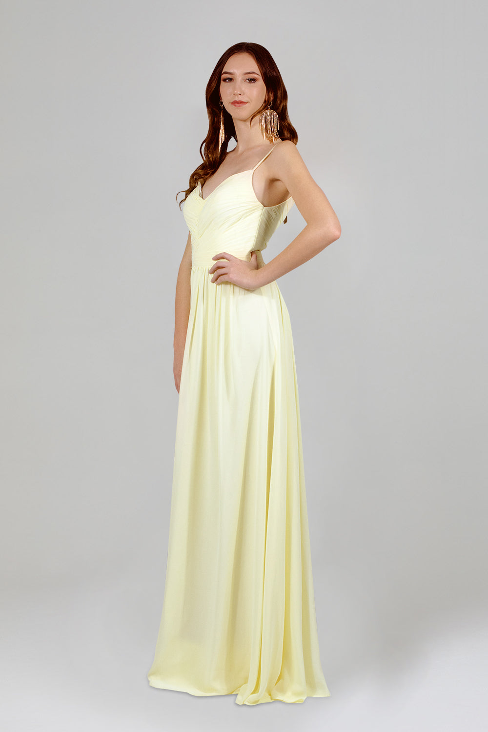 CARELLA | Chiffon Pastel Yellow Bridesmaid Dress – Envious Bridal & Formal
