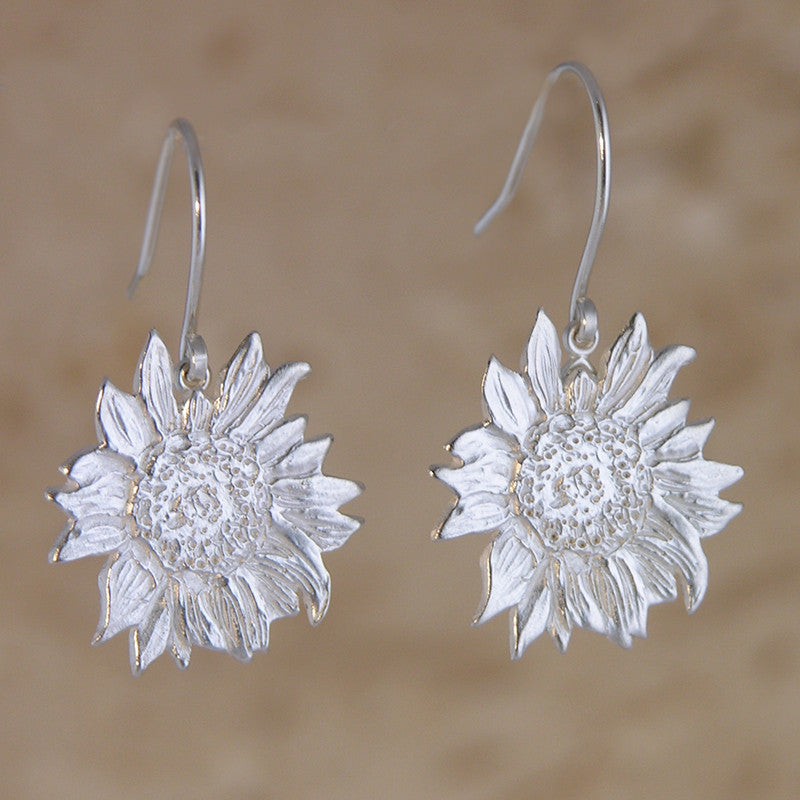 Sunflower Earrings Garden of Silver