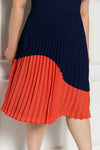 Pleated Colour Block Dress (Navy), Dress - 1214 Alley