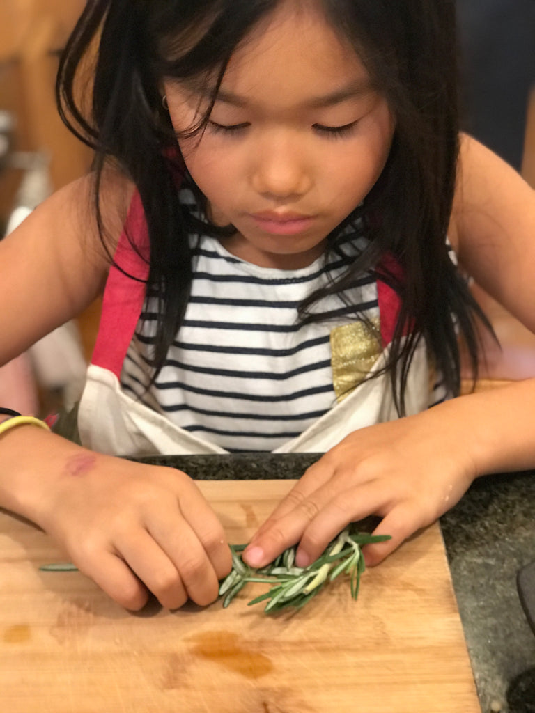 chopping rosemary