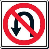 24 in x 24 in No U-Turn Street Sign