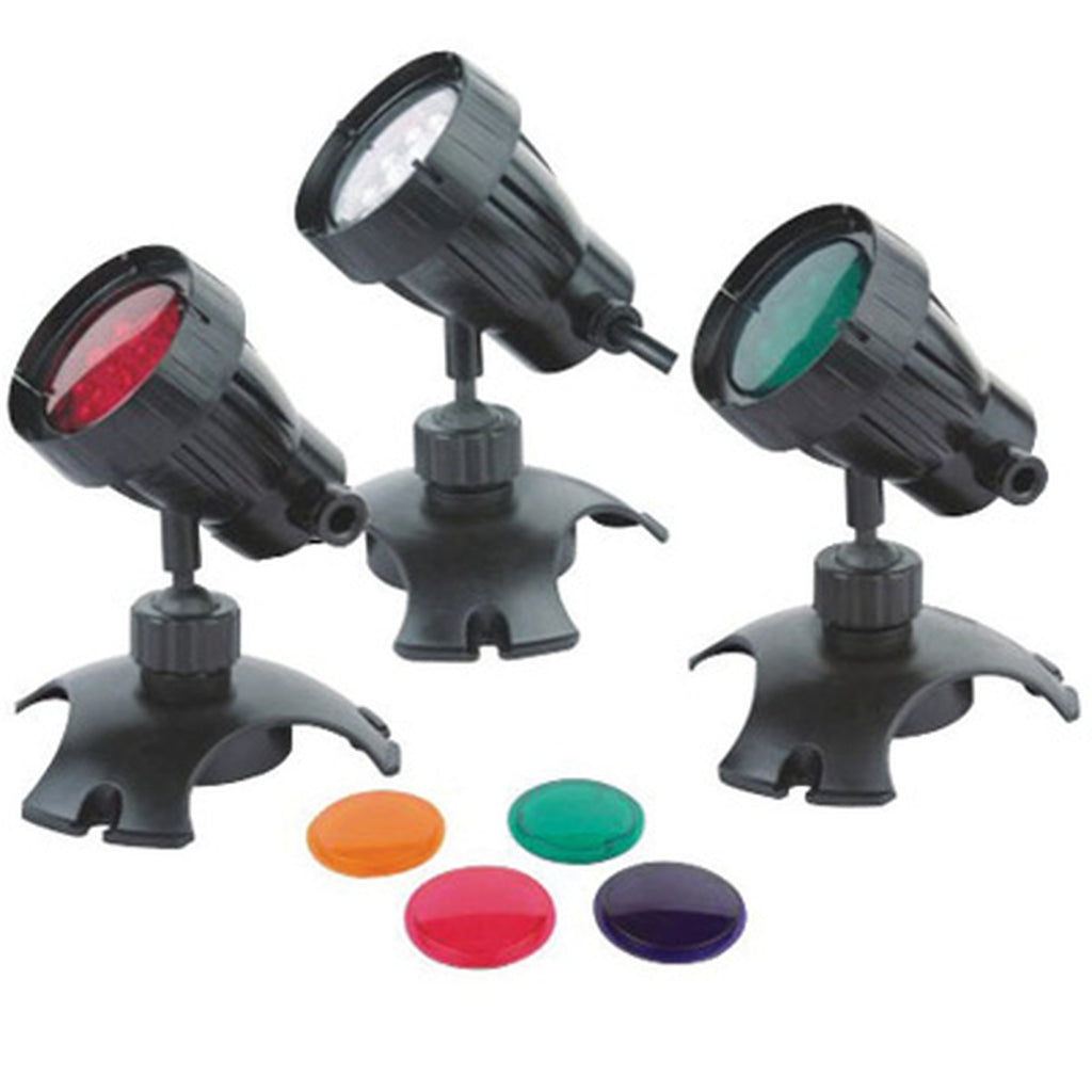 3 LED Pond Lights - garden pond lights, mains electric white & colour â Gardenis.co.uk