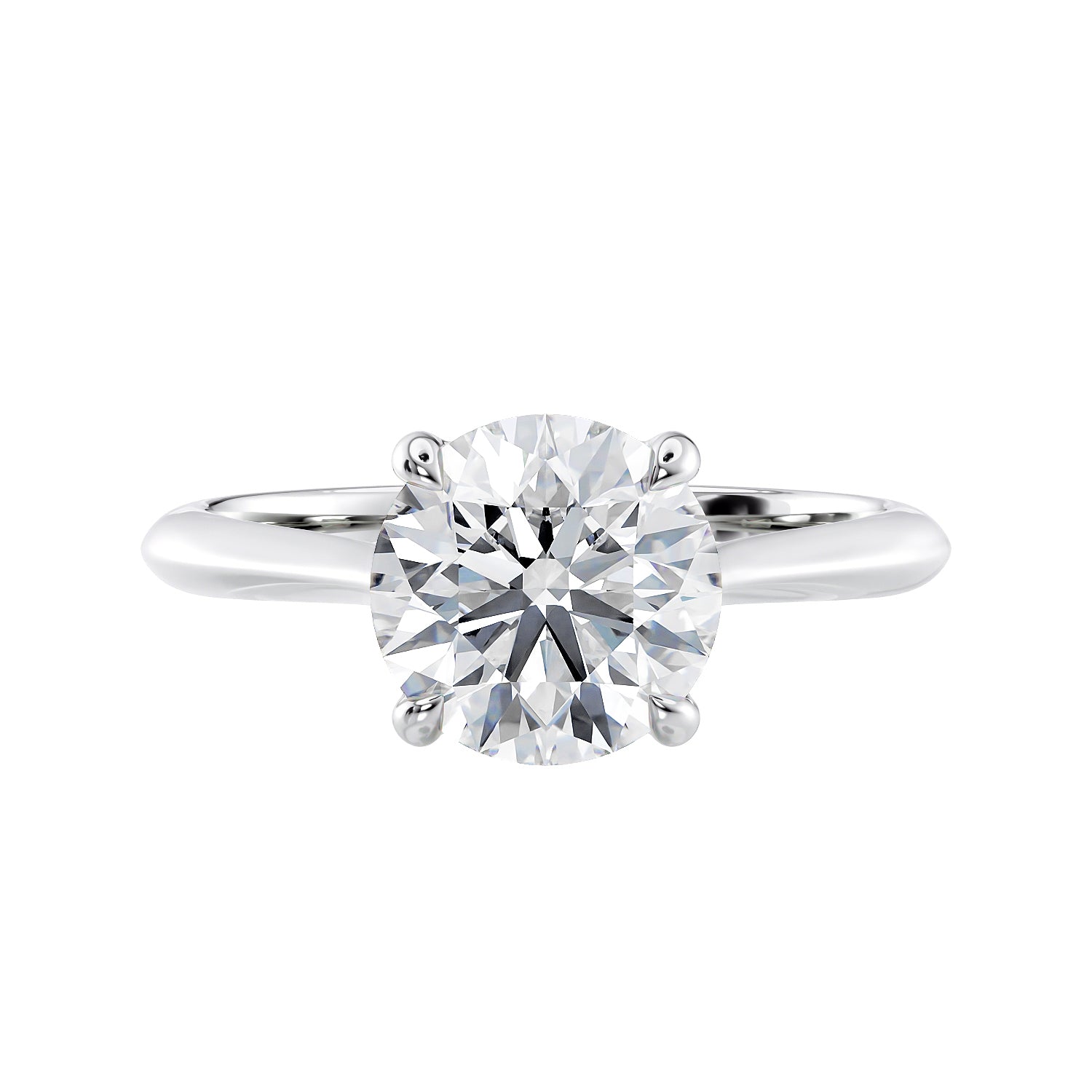 Round Solitaire with Diamond Bridge Engagement Ring - McGuire Diamonds