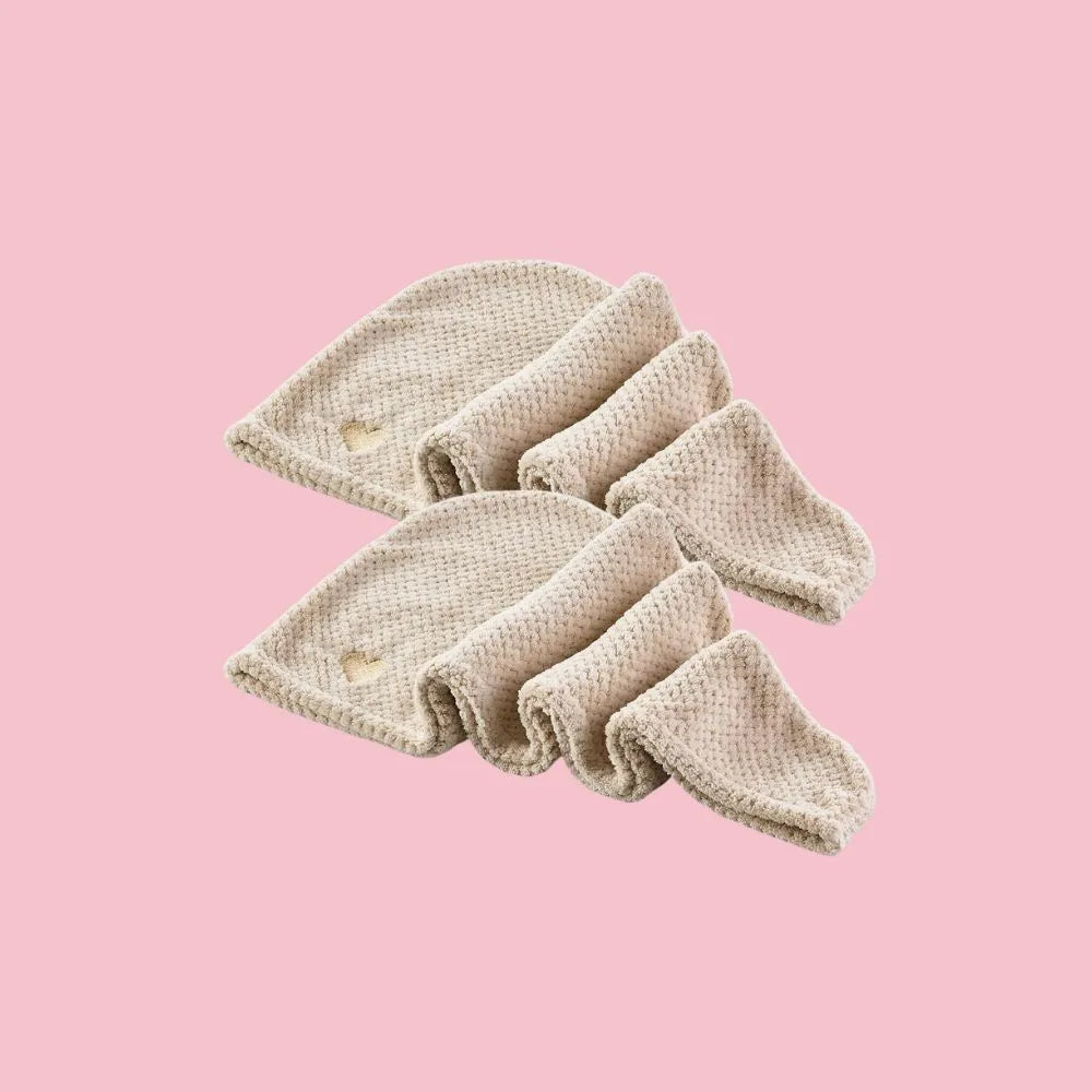 Mikrofiber håndklæde til hår - Sand 2 stk - Spar 15%