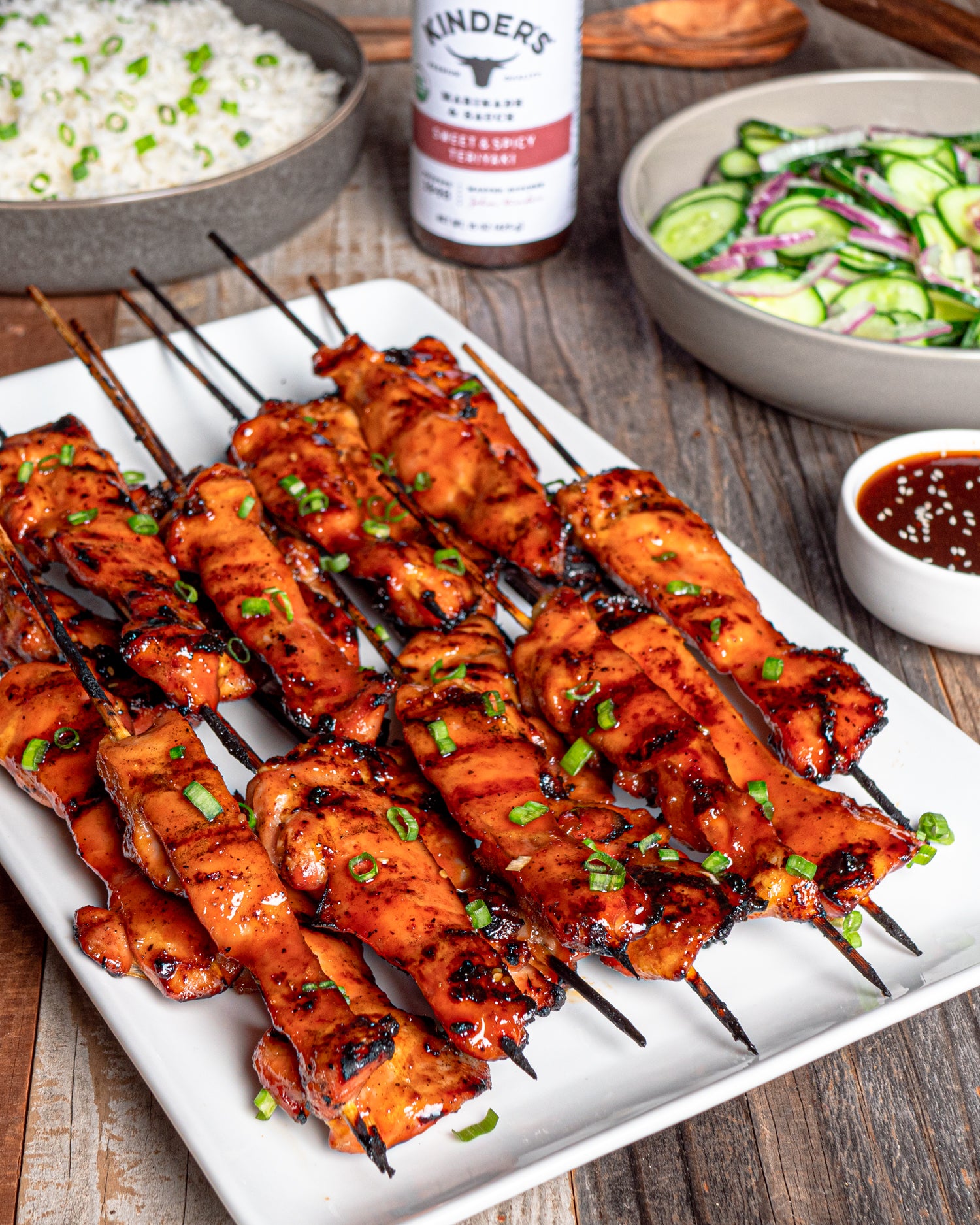 Sweet & Spicy Teriyaki Grilled Chicken Skewers – Kinder's BBQ