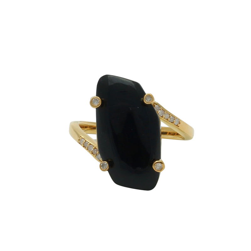 Palm Desert Black Onyx Gold Ring with Diamonds - Shoshanna Lee