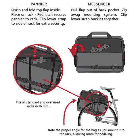 Two Wheel Gear - Pannier Laptop Messenger - Instructions