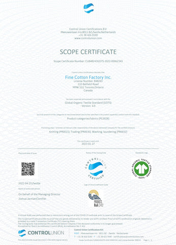 Organic cotton certification