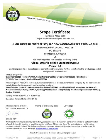 Organic wool certification