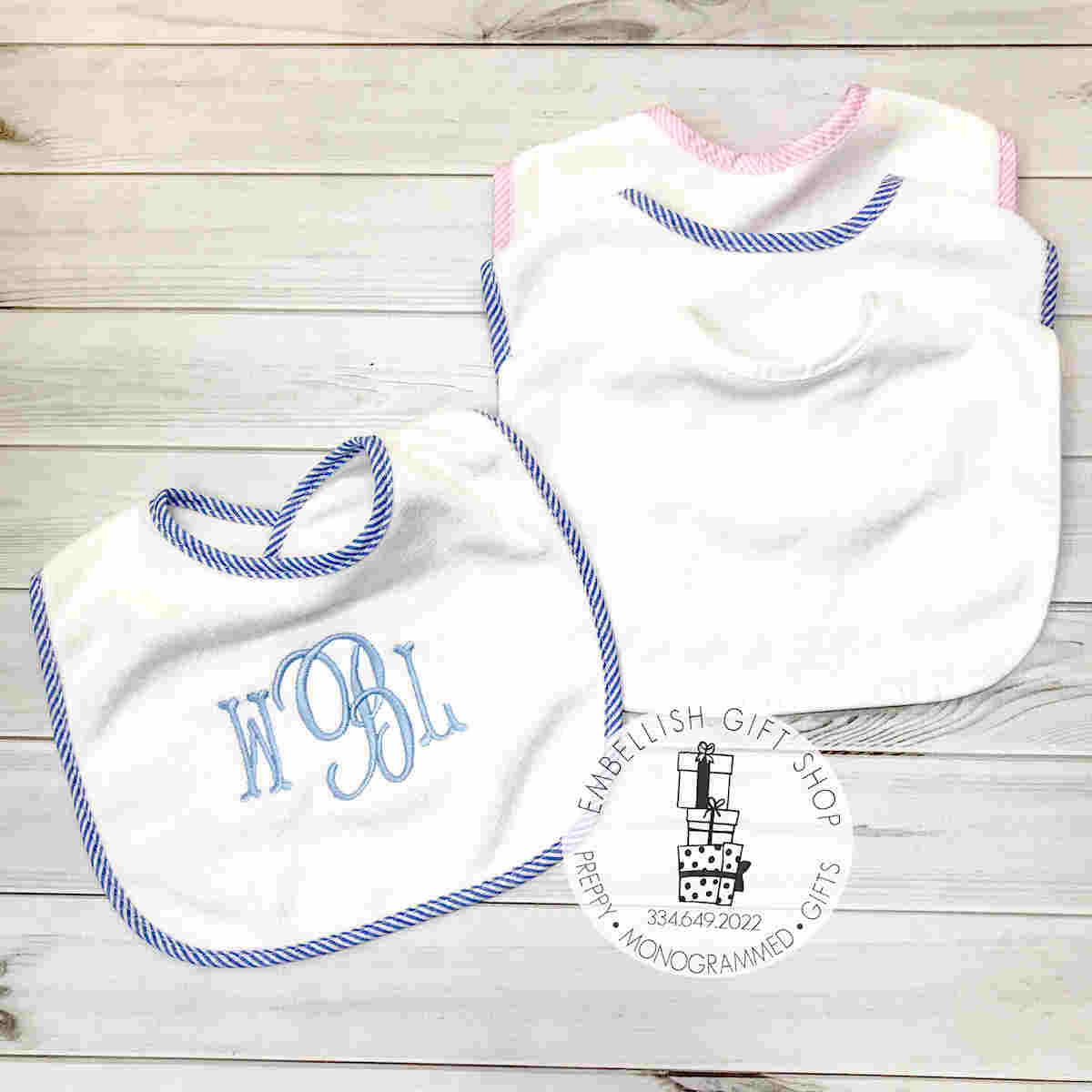 monogrammed baby bibs