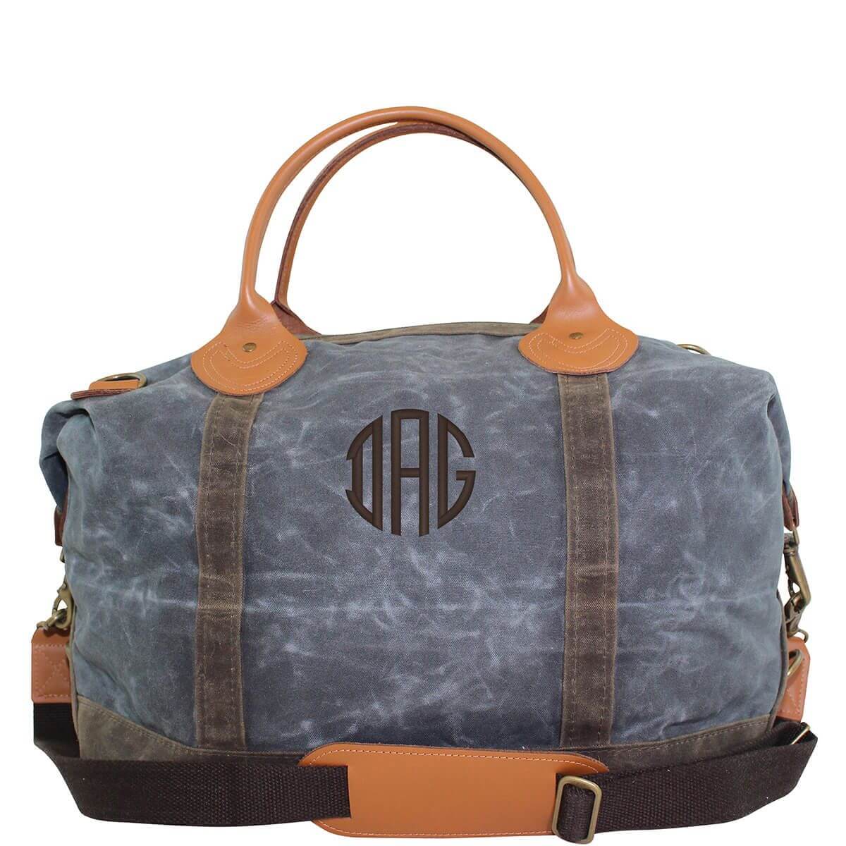 Waxed Canvas Personalized Weekender Choose Color | Preppy Monogrammed Gifts