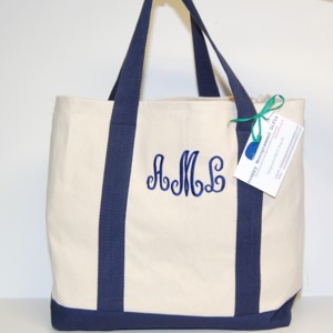 Two Tone Monogrammed Canvas Tote Bags- | Monogrammed Bags – Preppy ...