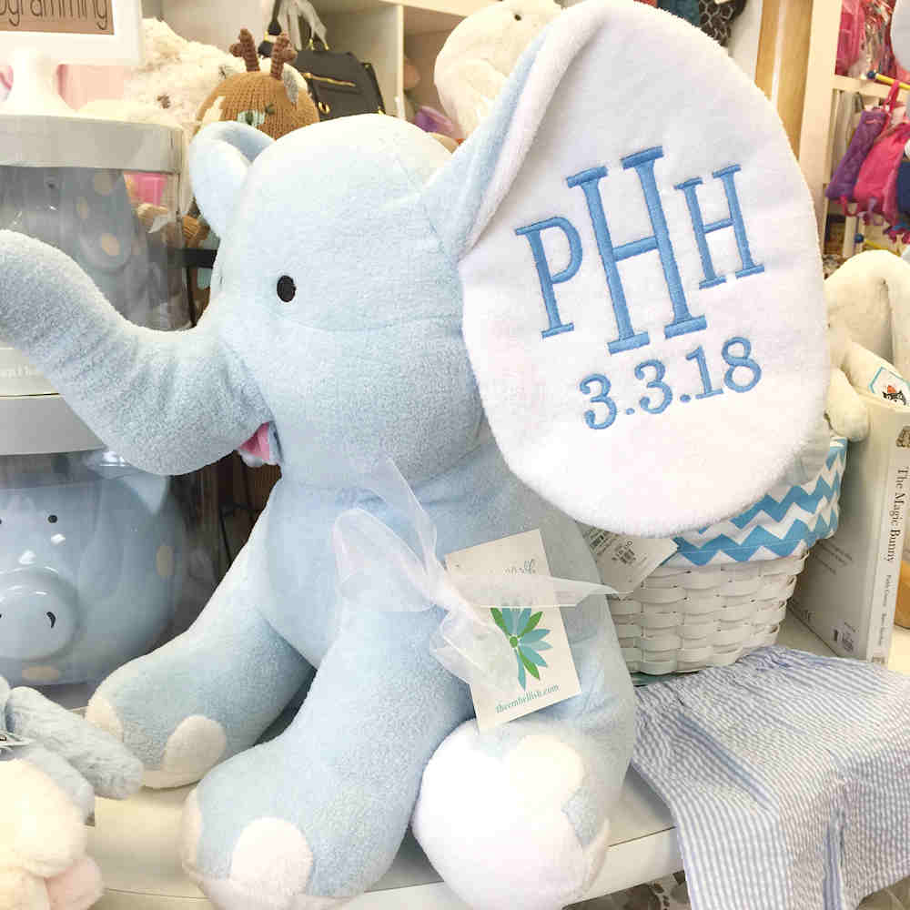 monogrammed stuffed elephant