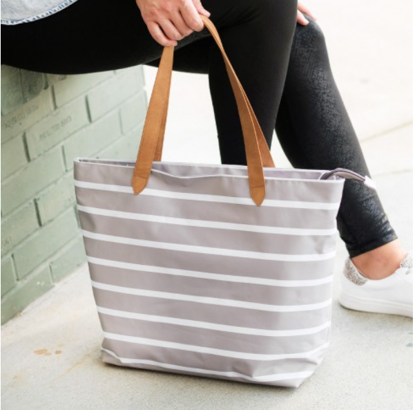 Personalized Stripe Tote Choose Color | Preppy Monogrammed Gifts