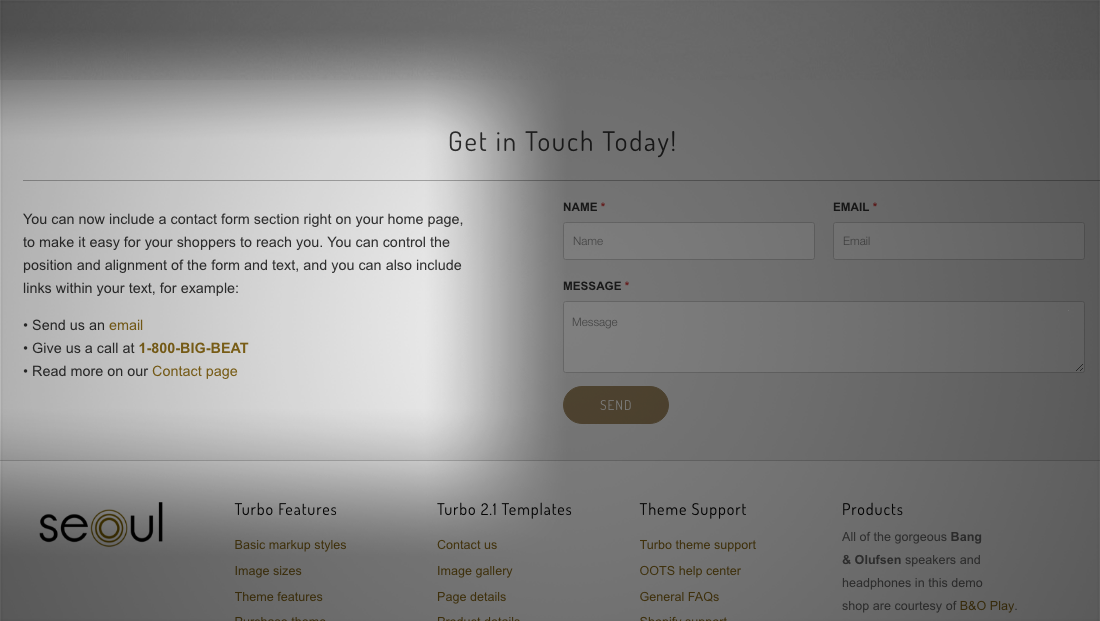 Shopify theme contact section
