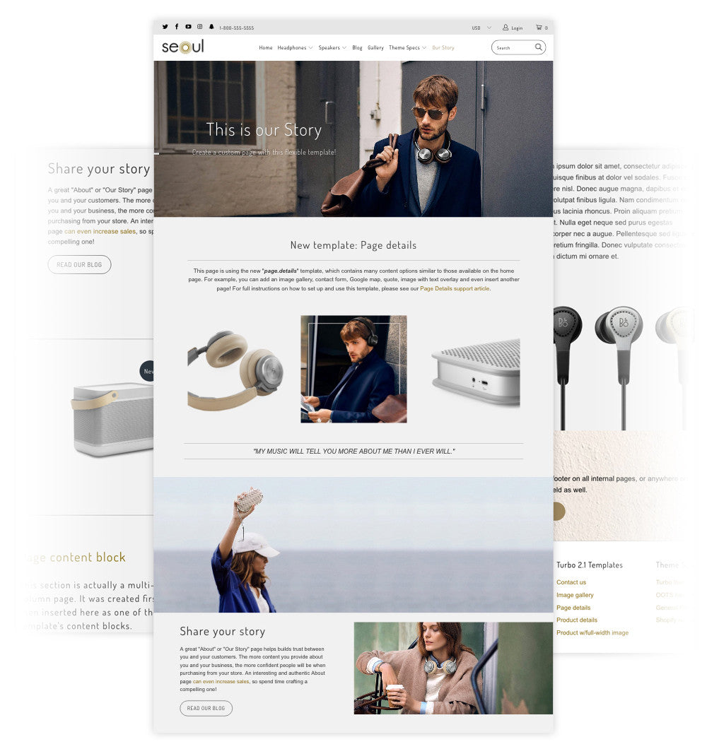 Shopify theme page layout