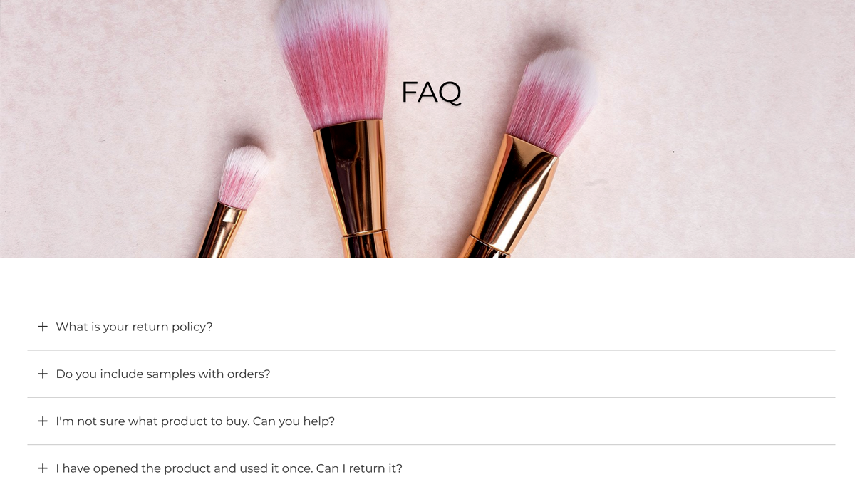 FAQ template Shopify theme