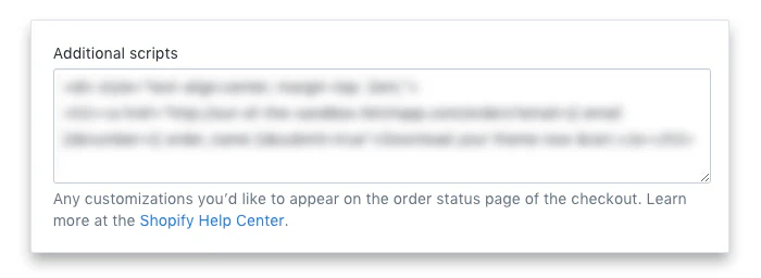 Shopify checkout additional scripts field