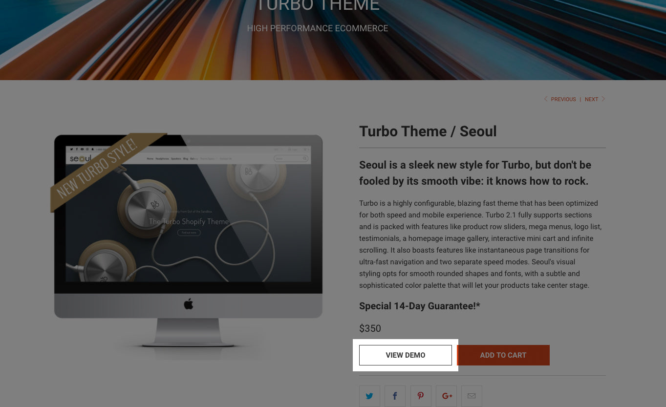 View demo of Shopify theme