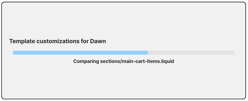 Theme Updater comparing code with the default Dawn theme files