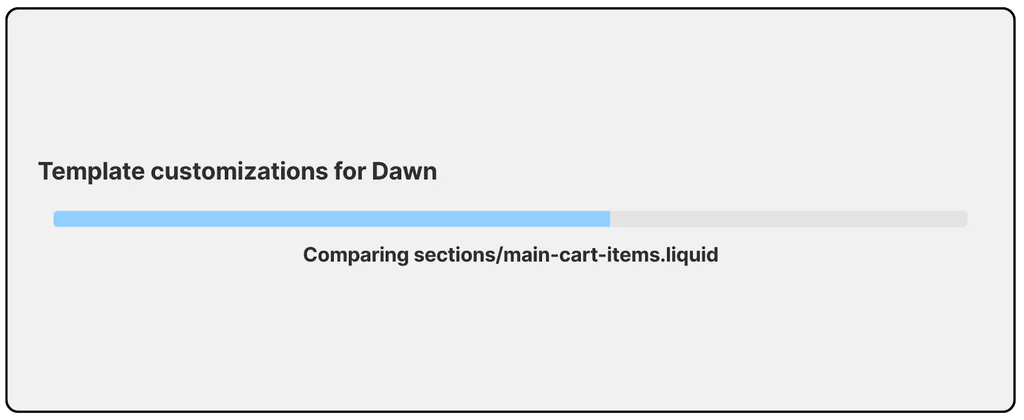 Theme Updater comparing code with the default Dawn theme files