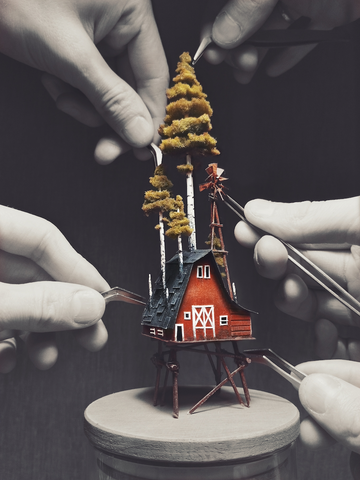 miniature house with trees by Michael Davydov