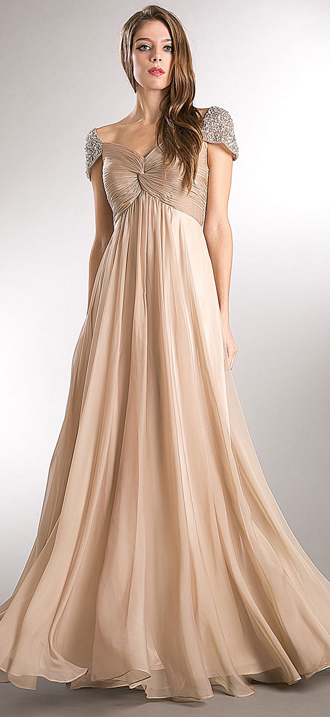 pleated evening dress