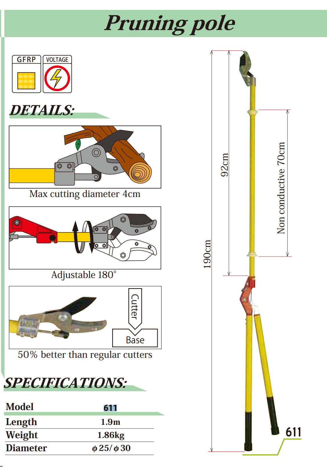 Senshin A1-611 Non Conductive Pruning Pole