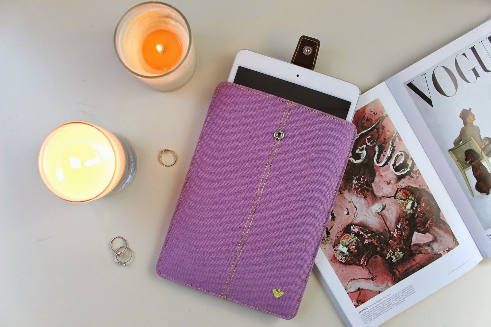 NueVue Purple iPad mini case with safety locking ejection strap