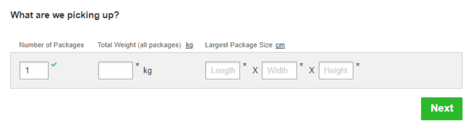 Fill in these fields for your package info