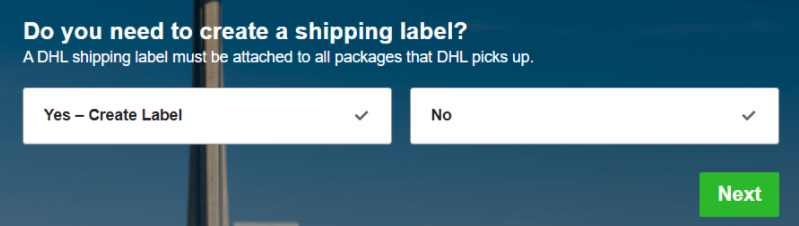 Choose No for creating a shipping label