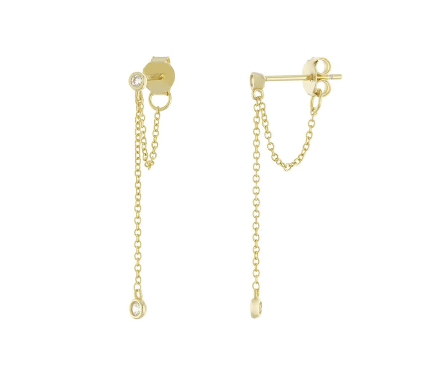 Double Bezel Chain Earring – Alex Mika Jewelry