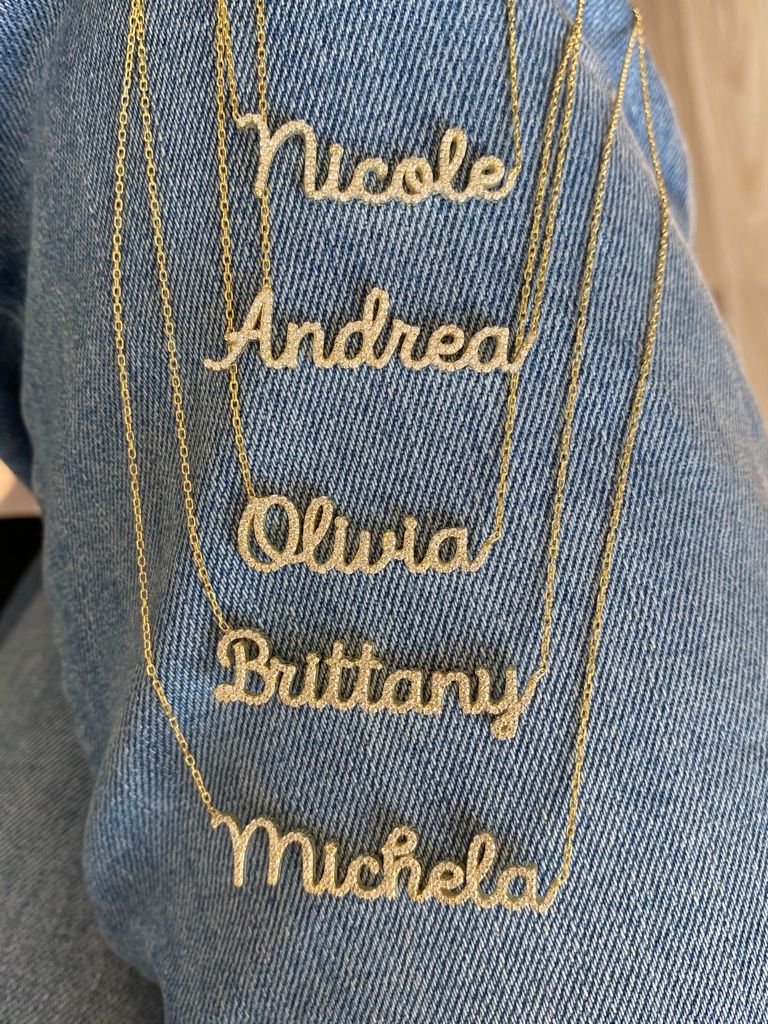 Pav  Script Name Necklace