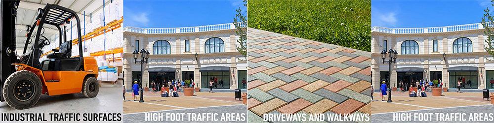 industrial traffic surfaces, high foot traffic areas, driveways and walkways