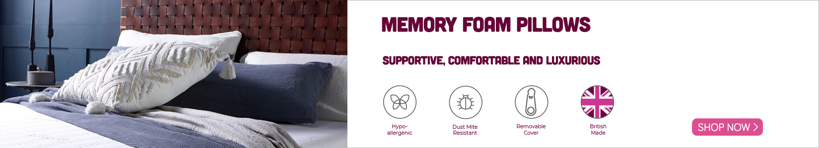 Memory foam pillow banner