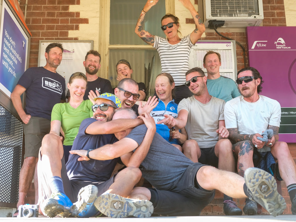 Cycling crew having fun