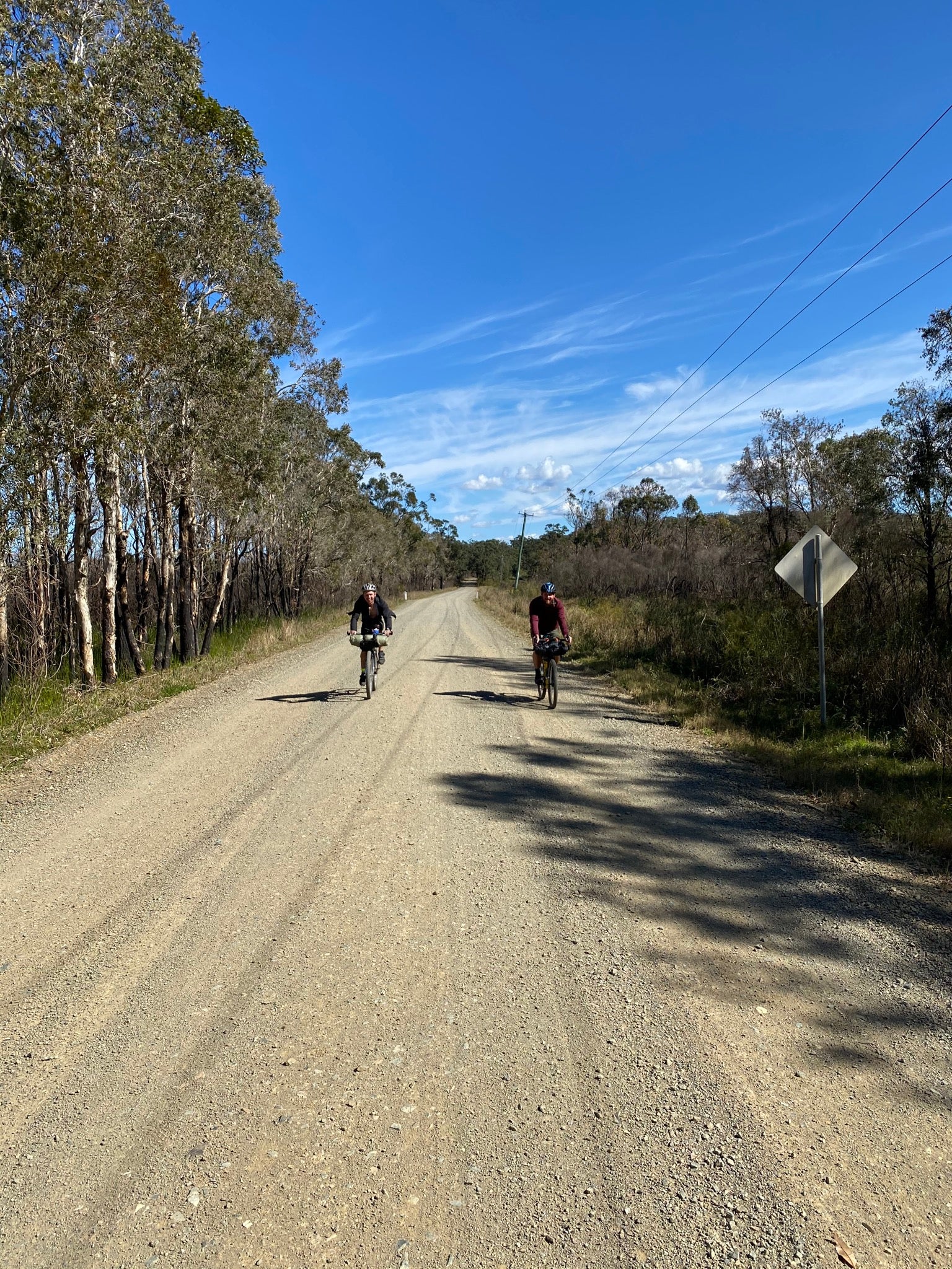 cyclists gravel road