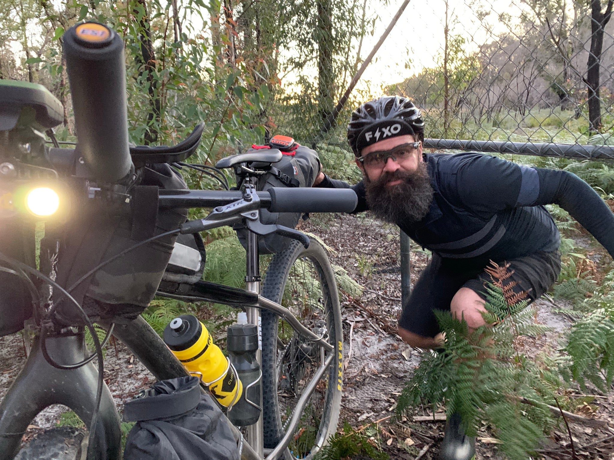 bikepacking adventure trial by fence